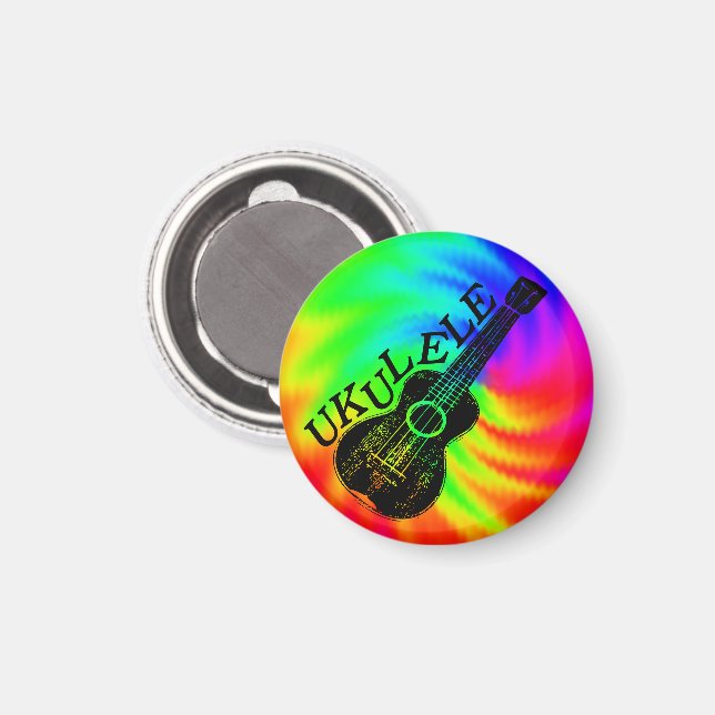 Colourful Psychedelic Ukulele Image Magnet (Front/Back)