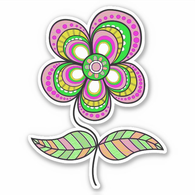 Colourful Psychedelic Vintage Flower Art (Front)