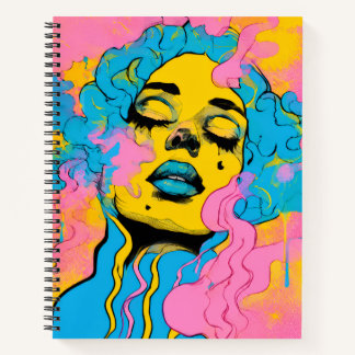 Colourful Psychedelic Woman Portrait Pop Art Notebook