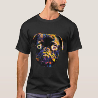 Colourful Pug Dog Black version T-Shirt