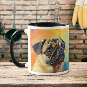 Colourful Pug Dog Impressionistic Paint Mug