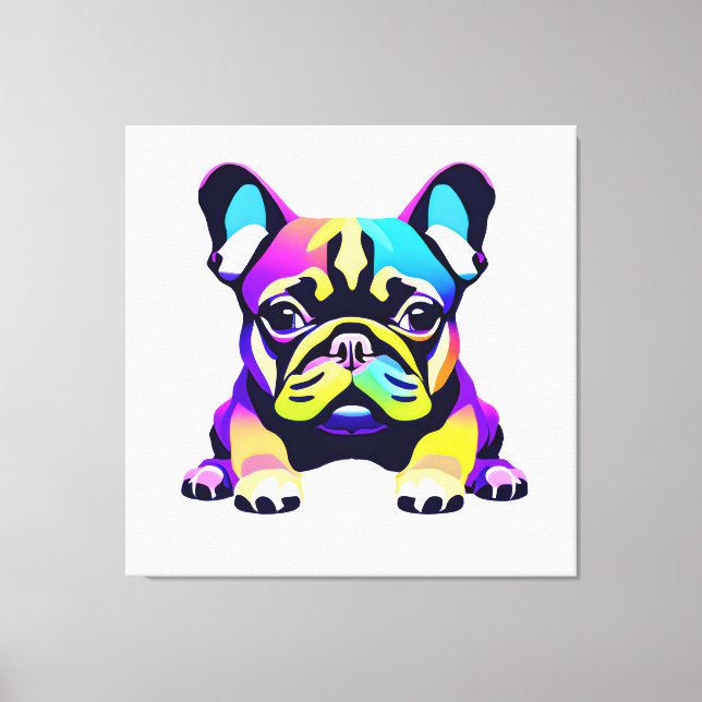 Colourful Pug Dog Puppy Canvas Print (Front)