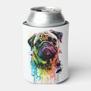 Colourful Pug Pop Art Dad Mum Dog Lover Can Cooler