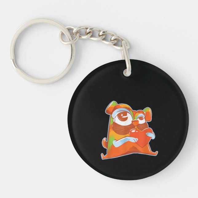 Colourful Pug - Pop Art Funny Artistic Pug Lover Key Ring (Front)