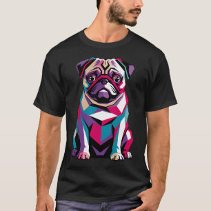 Colourful Pug Pop Art Geometric Dog Portrait T-Shirt