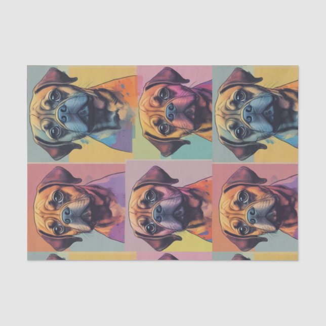 Colourful Puggle Pop Art Decoupage/Tissue paper (Front)