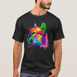 Colourful Pumas Watercolor Painting Colourful Anim T-Shirt
