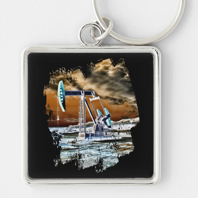 Colourful Pumping Unit Design Key Ring (Front)