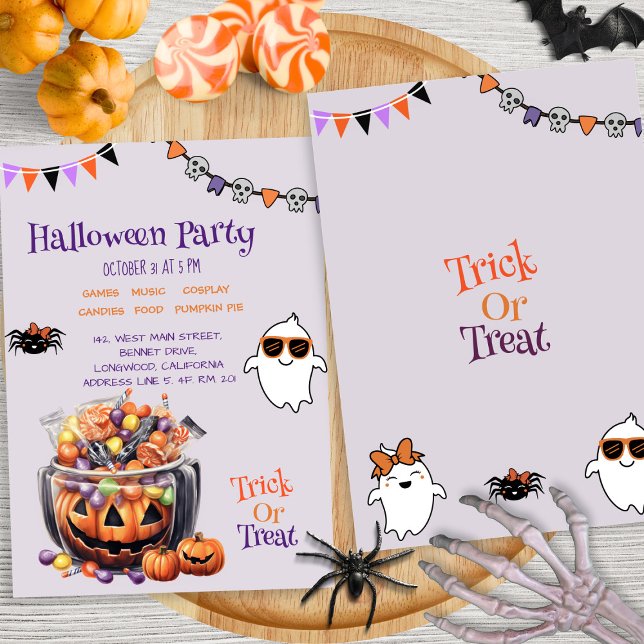 Colourful Pumpkin Candy Kids Halloween Treats Part Invitation (Creator Uploaded)