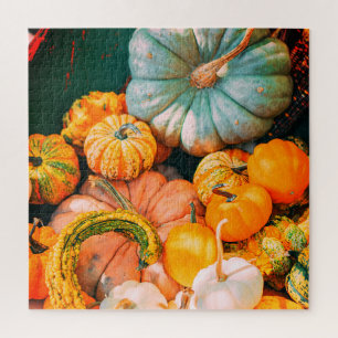 Colourful Pumpkin Decorative Display Thanksgiving Jigsaw Puzzle