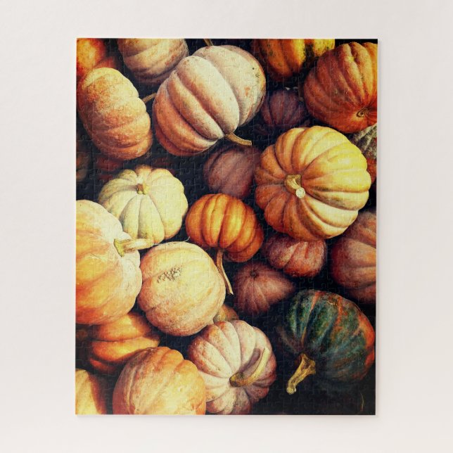Colourful Pumpkin Decorative Display Thanksgiving Jigsaw Puzzle (Vertical)