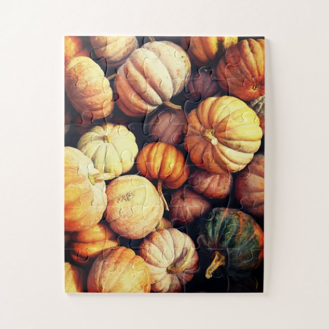Colourful Pumpkin Decorative Display Thanksgiving Jigsaw Puzzle (Vertical)