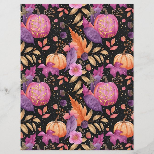 colourful pumpkin fall pattern scrapbook paper (Front)