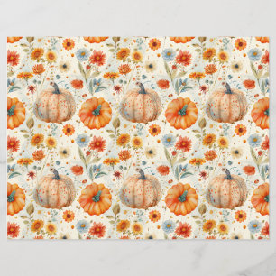colourful pumpkin fall pattern scrapbook paper