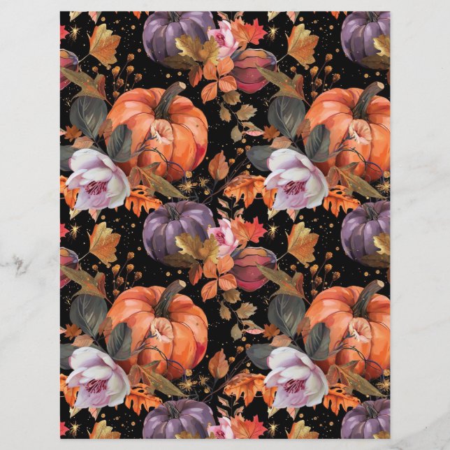 colourful pumpkin fall pattern scrapbook paper (Front)
