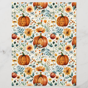 colourful pumpkin fall pattern scrapbook paper