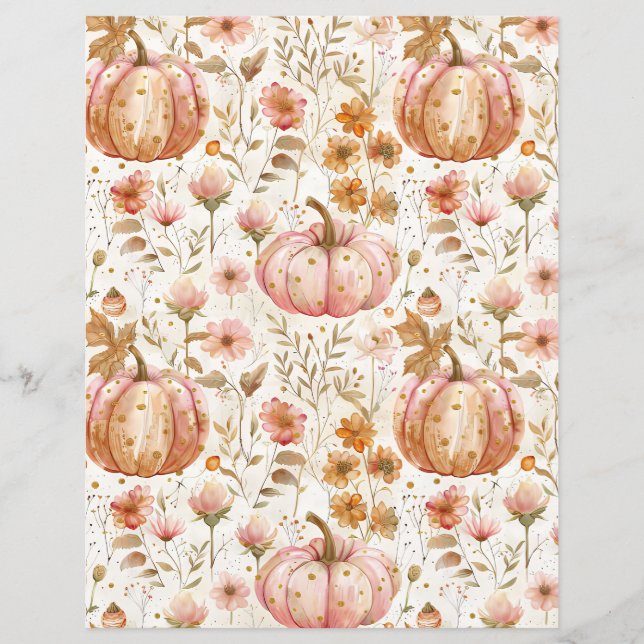 colourful pumpkin fall pattern scrapbook paper (Front)