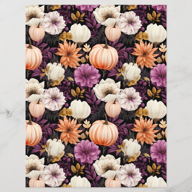 colourful pumpkin fall pattern scrapbook paper (Front)