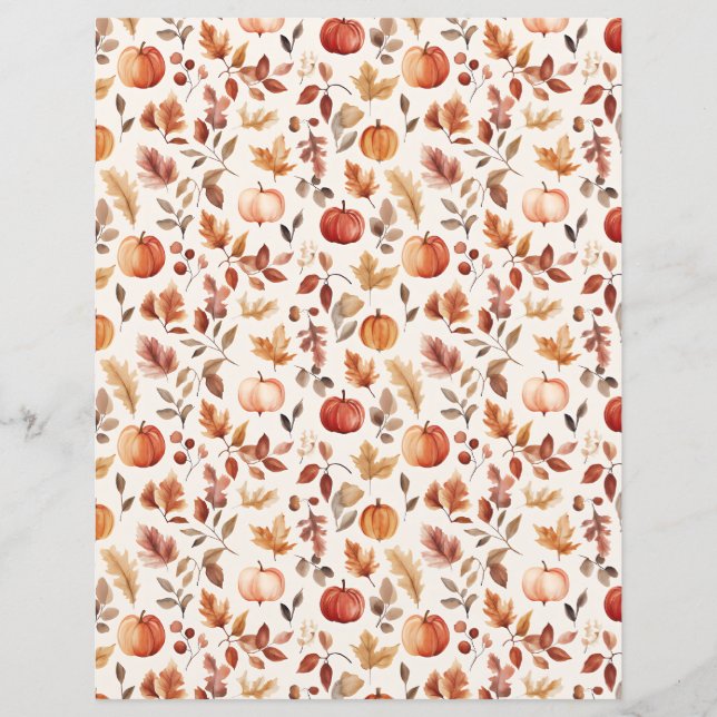 colourful pumpkin fall pattern scrapbook paper (Front)