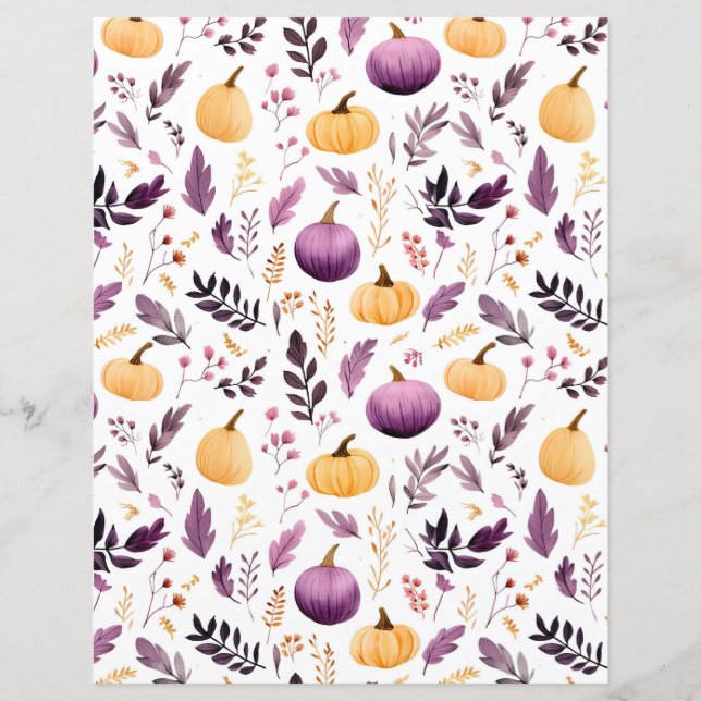 colourful pumpkin fall pattern scrapbook paper (Front)