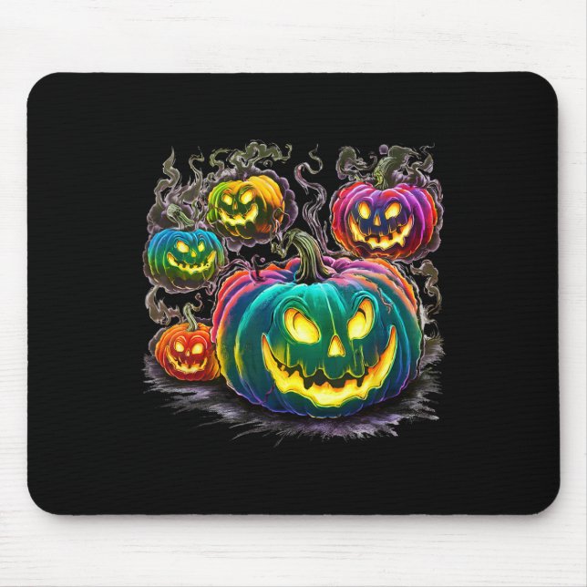 Colourful Pumpkin Ghosts Jack O Lantern Halloween  Mouse Pad (Front)