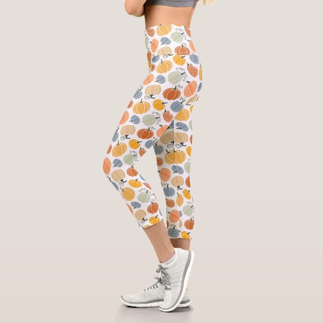 Colourful Pumpkin Gourd Pattern Capri Leggings (Left)