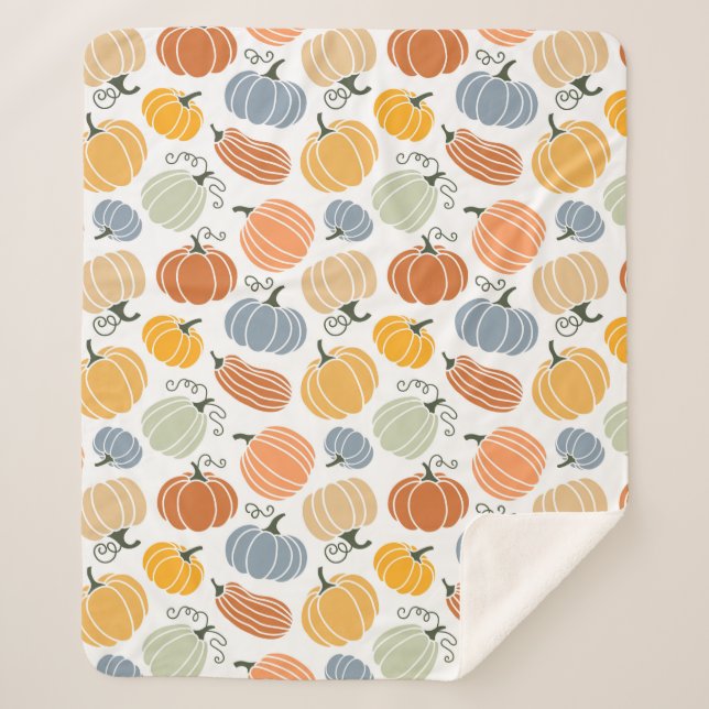 Colourful Pumpkin Gourd Pattern Sherpa Blanket (Front)