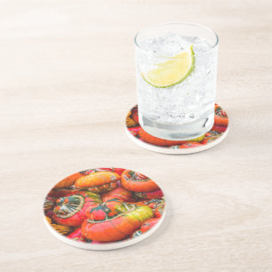 Colourful pumpkins coaster