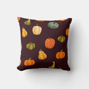 Colourful Pumpkins: Dark Autumn Elegance. Cushion
