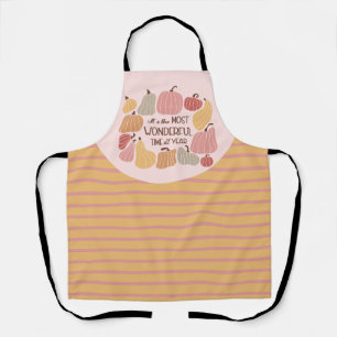 Colourful Pumpkins Fall Autumn Pink Kitchen Apron