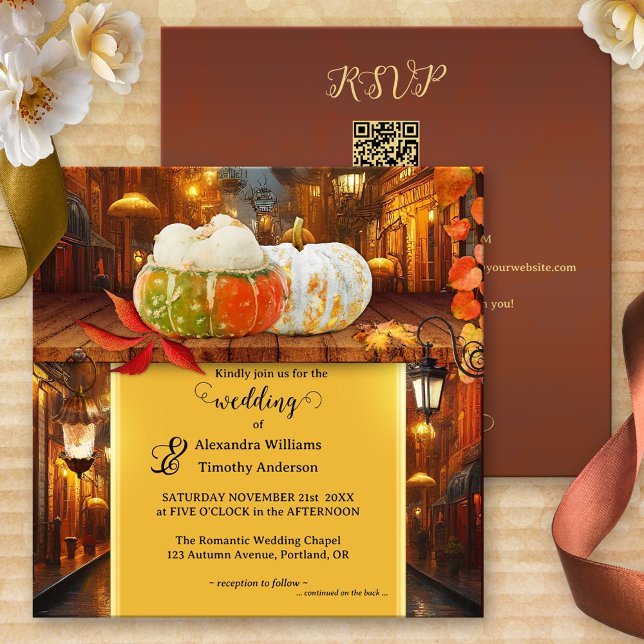 Colourful Pumpkins Fantasy Fall Wedding Invitation (Creator Uploaded)