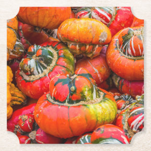 Colourful pumpkins paper coaster