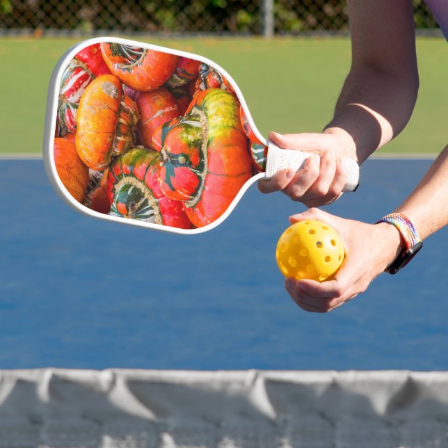 Colourful pumpkins pickleball paddle (Insitu)