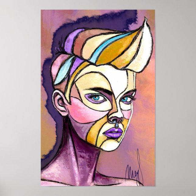 Colourful Punk Woman Poster (Front)