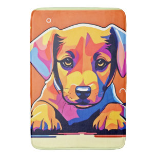 Colourful Puppy Artwork Bath Mat