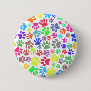 Colourful Puppy Paw Pattern 6 Cm Round Badge