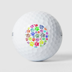 Colourful Puppy Paw Pattern Golf Balls