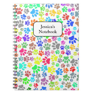 Colourful Puppy Paw Pattern Notebook