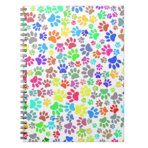 Colourful Puppy Paw Pattern Notebook