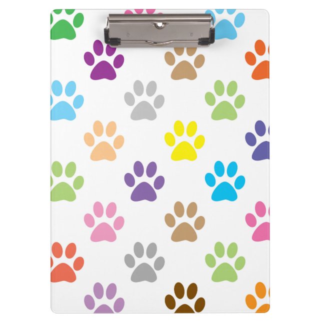 Colourful puppy paw prints clipboard (Front)