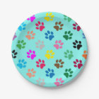 Colourful puppy paw prints