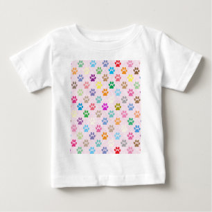 Colourful puppy paw prints pattern baby T-Shirt