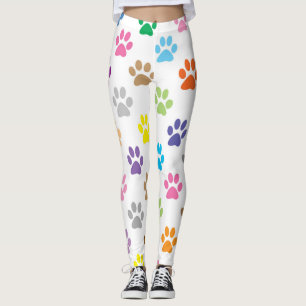 Colourful puppy paw prints pattern leggings