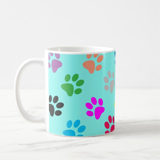 Colourful puppy paws coffee mug (Left)