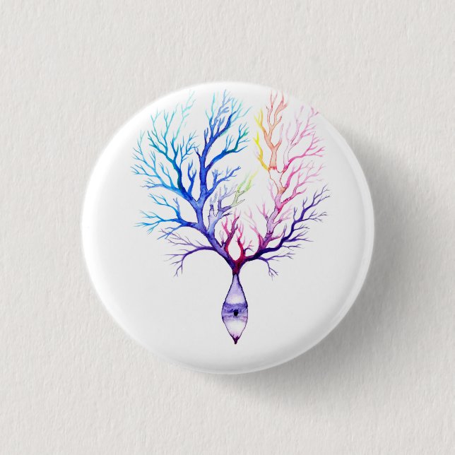 Colourful Purkinje neuron 3 Cm Round Badge (Front)