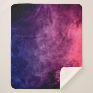 Colourful purple and blue smoke clouds on dark bac sherpa blanket