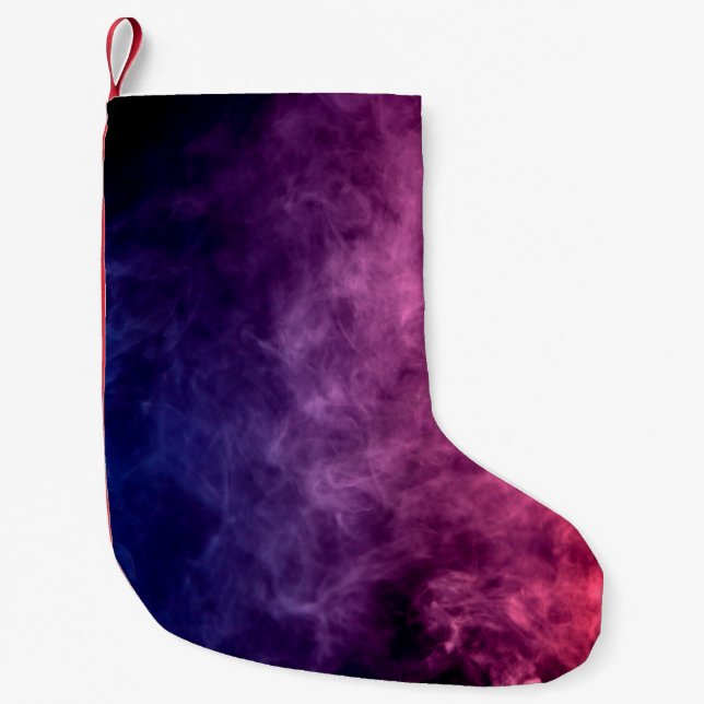 Colourful purple and blue smoke clouds on dark bac small christmas stocking (Front)