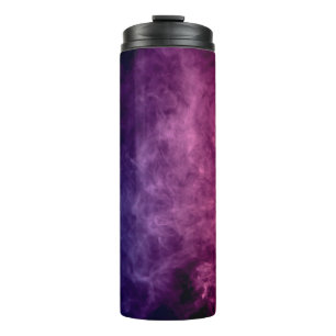 Colourful purple and blue smoke clouds on dark bac thermal tumbler