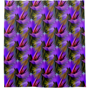 Colourful Purple And Green Abstract Art Pattern Shower Curtain