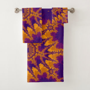 Colourful Purple and Orange Fractal Bath Towel Set